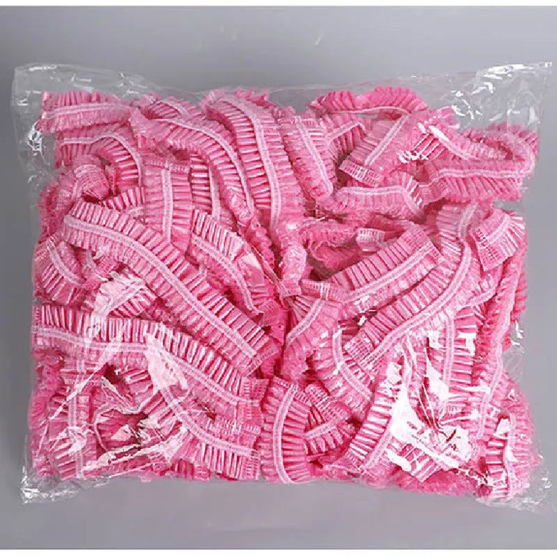 50-Pack Disposable Pink Plastic Shower Caps