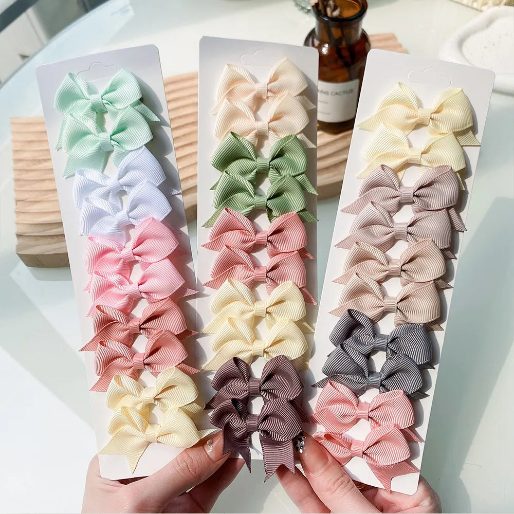 10Pcs/Set Ribbon Bowknot Hair Clips for Babies