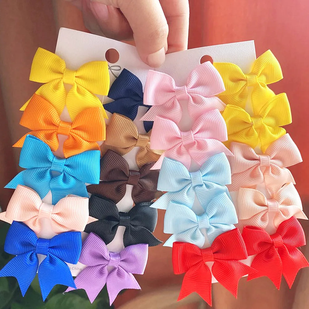 10Pcs/Set Ribbon Bowknot Hair Clips for Babies