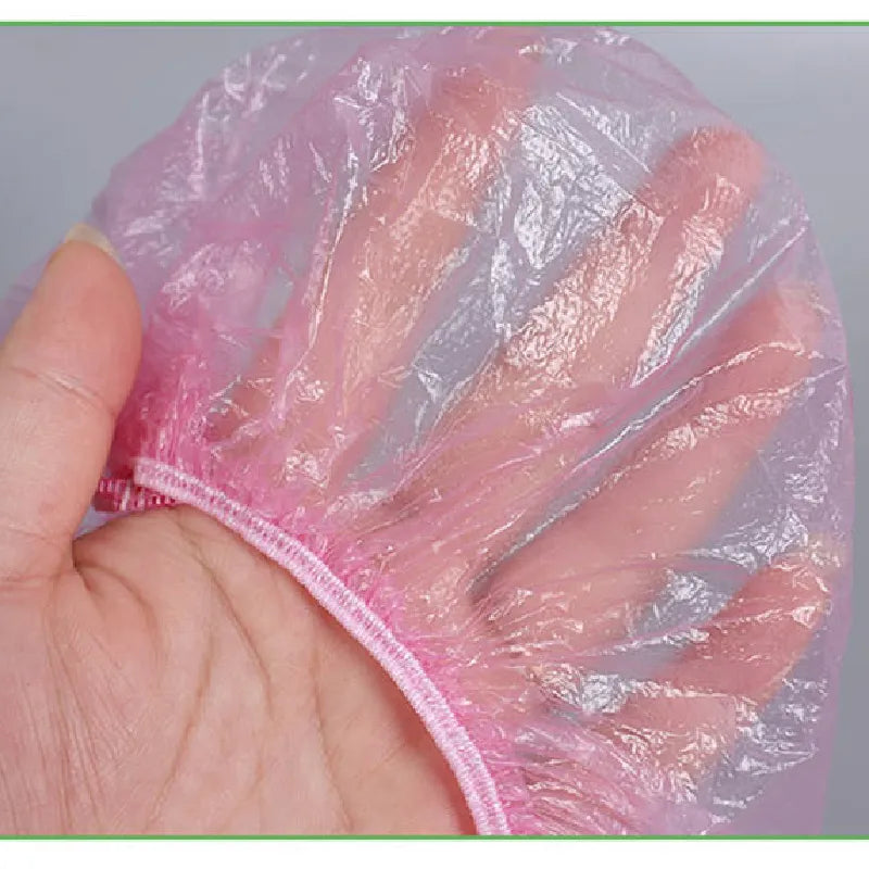 50-Pack Disposable Pink Plastic Shower Caps