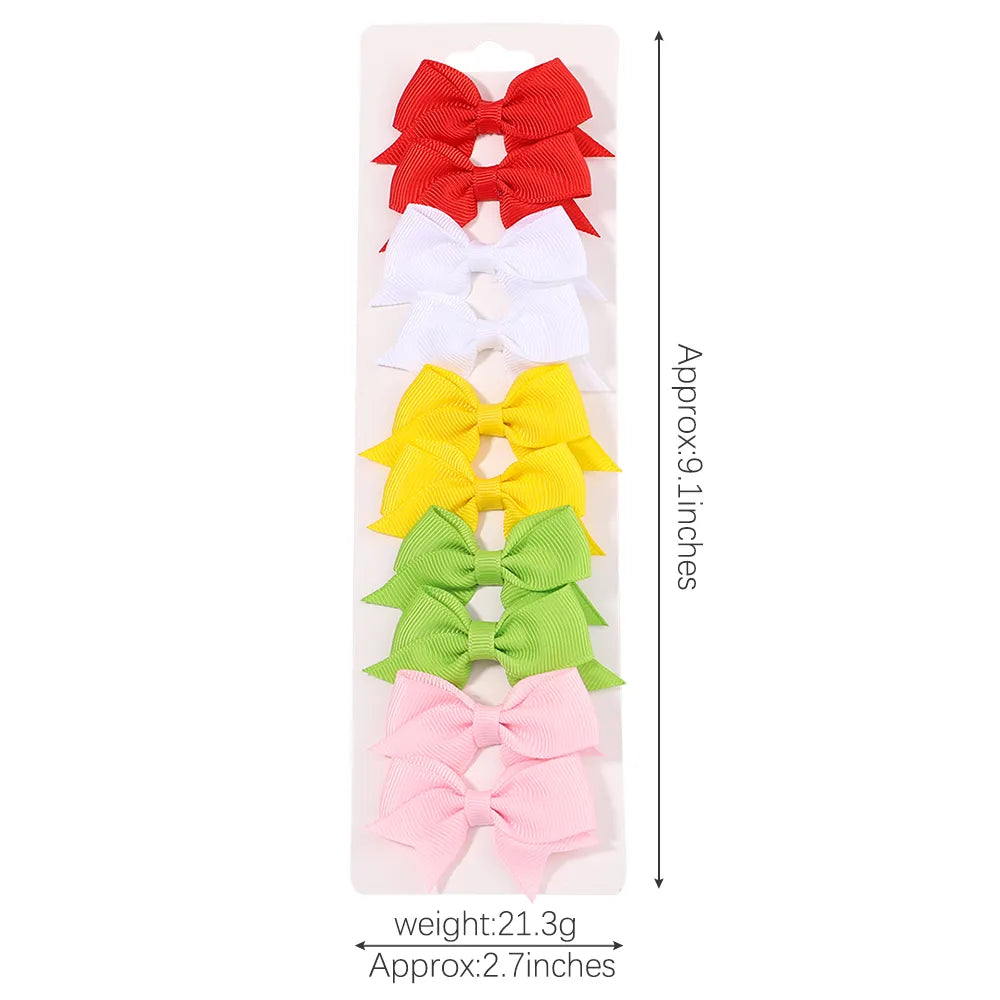 10Pcs/Set Ribbon Bowknot Hair Clips for Babies