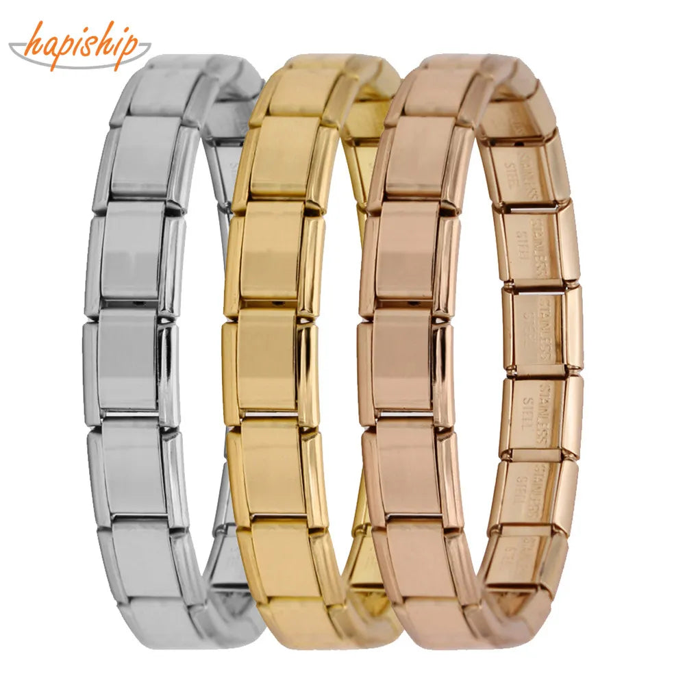 Hapiship Italian Elastic Charm Bracelet Fashion Stainless Steel Bangle