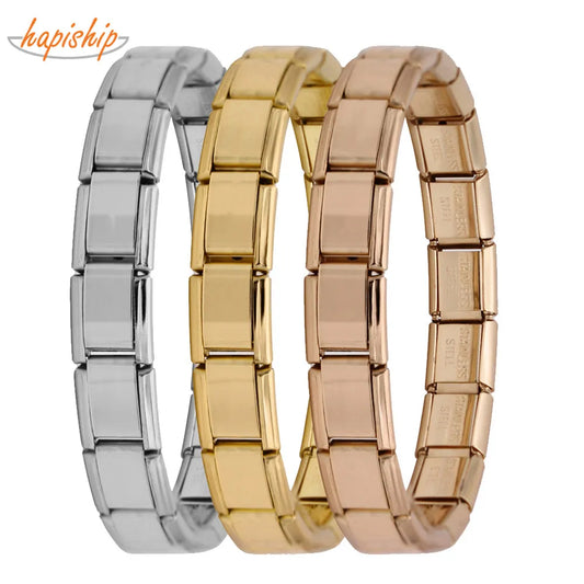 Hapiship Italian Elastic Charm Bracelet Fashion Stainless Steel Bangle