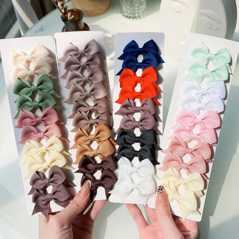 10Pcs/Set Ribbon Bowknot Hair Clips for Babies