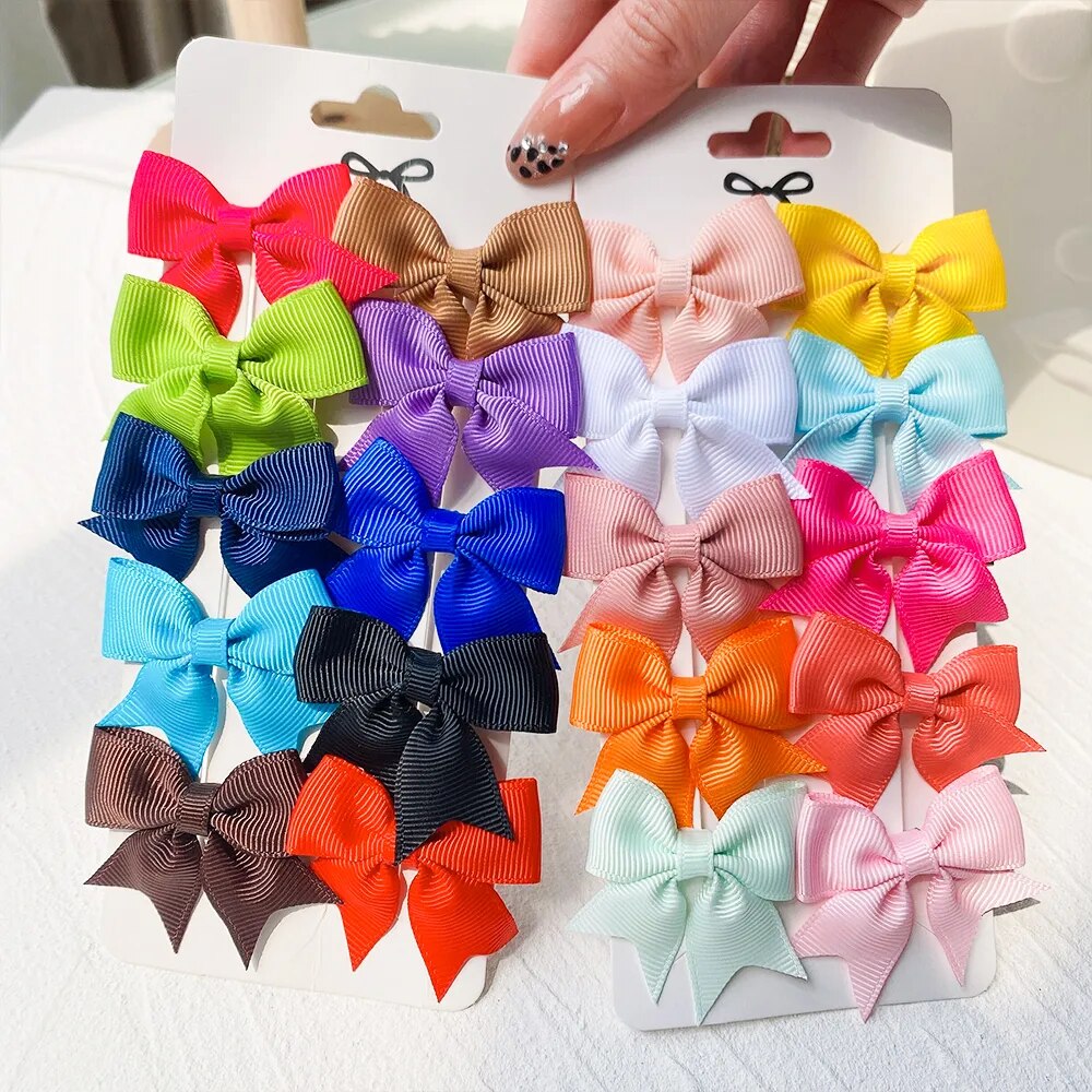 10Pcs/Set Ribbon Bowknot Hair Clips for Babies