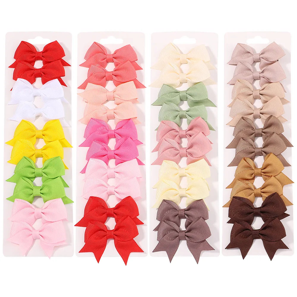 10Pcs/Set Ribbon Bowknot Hair Clips for Babies